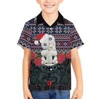 New Zealand Hei Tiki Christmas In July Family Matching Off The Shoulder Long Sleeve Dress and Hawaiian Shirt Pohutukawa Santa Xmas Polynesian Pattern