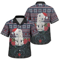 New Zealand Hei Tiki Christmas In July Family Matching Tank Maxi Dress and Hawaiian Shirt Pohutukawa Santa Xmas Polynesian Pattern LT22 Son's Shirt Black - Polynesian Pride