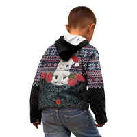 New Zealand Hei Tiki Christmas In July Kid Hoodie Pohutukawa Santa Xmas Polynesian Pattern