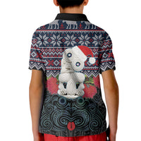 New Zealand Hei Tiki Christmas In July Kid Polo Shirt Pohutukawa Santa Xmas Polynesian Pattern