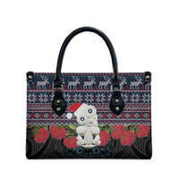 New Zealand Hei Tiki Christmas In July Leather Bag Pohutukawa Santa Xmas Polynesian Pattern