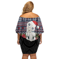 New Zealand Hei Tiki Christmas In July Off Shoulder Short Dress Pohutukawa Santa Xmas Polynesian Pattern LT22 - Polynesian Pride