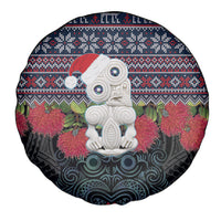 New Zealand Hei Tiki Christmas In July Spare Tire Cover Pohutukawa Santa Xmas Polynesian Pattern