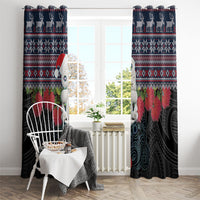 New Zealand Hei Tiki Christmas In July Window Curtain Pohutukawa Santa Xmas Polynesian Pattern