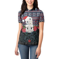 New Zealand Hei Tiki Christmas In July Women Polo Shirt Pohutukawa Santa Xmas Polynesian Pattern