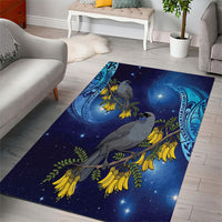 New Zealand Kokako Bird Area Rug Kowhai Galaxy Style Polynesian Pattern