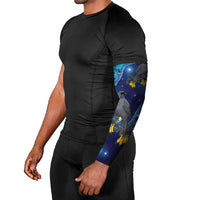 New Zealand Kokako Bird Arm Sleeves Kowhai Galaxy Style Polynesian Pattern