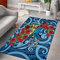 New Zealand Father's Day Area Rug Best Dad Trophy Red Rose Maori Pattern LT22 - Polynesian Pride