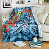 New Zealand Father's Day Blanket Best Dad Trophy Red Rose Maori Pattern LT22 Blue - Polynesian Pride