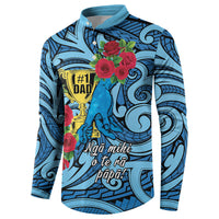 Personalised New Zealand Father's Day Button Sweatshirt Best Dad Trophy Red Rose Maori Pattern LT22 - Polynesian Pride
