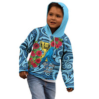 Personalised New Zealand Father's Day Kid Hoodie Best Dad Trophy Red Rose Maori Pattern LT22 - Polynesian Pride