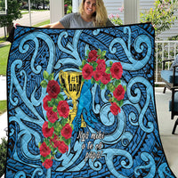 New Zealand Father's Day Quilt Best Dad Trophy Red Rose Maori Pattern LT22 Blue - Polynesian Pride