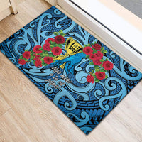 New Zealand Father's Day Rubber Doormat Best Dad Trophy Red Rose Maori Pattern LT22 - Polynesian Pride