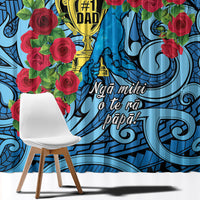 New Zealand Father's Day Window Curtain Best Dad Trophy Red Rose Maori Pattern LT22 - Polynesian Pride