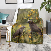 New Zealand Kaka Bird Blanket Kowhai Flower Landscape Style LT22 - Polynesian Pride