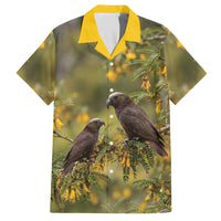 New Zealand Kaka Bird Hawaiian Shirt Kowhai Flower Landscape Style LT22 Green - Polynesian Pride