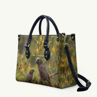 New Zealand Kaka Bird Leather Bag Kowhai Flower Landscape Style
