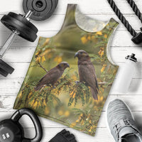 New Zealand Kaka Bird Men Tank Top Kowhai Flower Landscape Style LT22 - Polynesian Pride