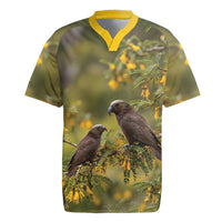 New Zealand Kaka Bird Rugby Jersey Kowhai Flower Landscape Style LT22 Green - Polynesian Pride