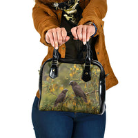 New Zealand Kaka Bird Shoulder Handbag Kowhai Flower Landscape Style