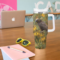 New Zealand Kaka Bird Tumbler With Handle Kowhai Flower Landscape Style LT22 - Polynesian Pride