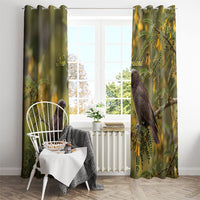 New Zealand Kaka Bird Window Curtain Kowhai Flower Landscape Style