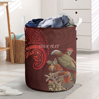 New Zealand Kaka Bird Personalised Laundry Basket Pohutukawa Matariki Maori Pattern LT22 Red - Polynesian Pride