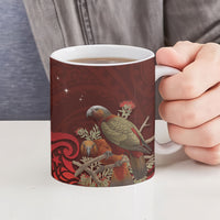 New Zealand Kaka Bird Personalised Ceramic Mug Pohutukawa Matariki Maori Pattern