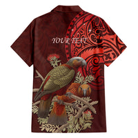 New Zealand Kaka Bird Personalised Family Matching Long Sleeve Bodycon Dress and Hawaiian Shirt Pohutukawa Matariki Maori Pattern