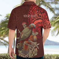 New Zealand Kaka Bird Personalised Hawaiian Shirt Pohutukawa Matariki Maori Pattern LT22 - Polynesian Pride