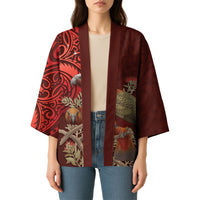 New Zealand Kaka Bird Personalised Kimono Pohutukawa Matariki Maori Pattern LT22 - Polynesian Pride