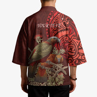 New Zealand Kaka Bird Personalised Kimono Pohutukawa Matariki Maori Pattern LT22 - Polynesian Pride