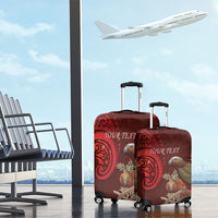 New Zealand Kaka Bird Personalised Luggage Cover Pohutukawa Matariki Maori Pattern LT22 - Polynesian Pride