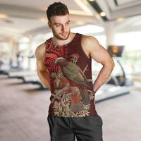 New Zealand Kaka Bird Personalised Men Tank Top Pohutukawa Matariki Maori Pattern LT22 Red - Polynesian Pride