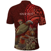 New Zealand Kaka Bird Personalised Polo Shirt Pohutukawa Matariki Maori Pattern LT22 - Polynesian Pride