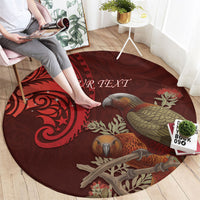 New Zealand Kaka Bird Personalised Round Carpet Pohutukawa Matariki Maori Pattern