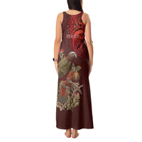 New Zealand Kaka Bird Personalised Tank Maxi Dress Pohutukawa Matariki Maori Pattern LT22 - Polynesian Pride