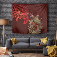 New Zealand Kaka Bird Personalised Tapestry Pohutukawa Matariki Maori Pattern LT22 Red - Polynesian Pride