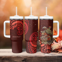 New Zealand Kaka Bird Personalised Tumbler With Handle Pohutukawa Matariki Maori Pattern