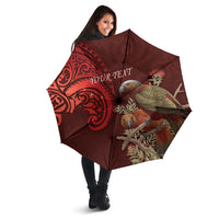 New Zealand Kaka Bird Personalised Umbrella Pohutukawa Matariki Maori Pattern LT22 - Polynesian Pride