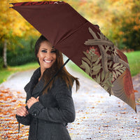 New Zealand Kaka Bird Personalised Umbrella Pohutukawa Matariki Maori Pattern LT22 - Polynesian Pride