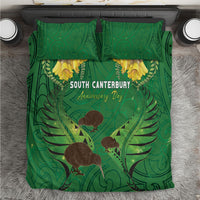 South Canterbury Anniversary Day Bedding Set Kiwi Kowhai Silver Fern Maori Pattern LT22 Green - Polynesian Pride