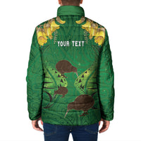 Personalised South Canterbury Anniversary Day Padded Jacket Kiwi Kowhai Silver Fern Maori Pattern LT22 - Polynesian Pride