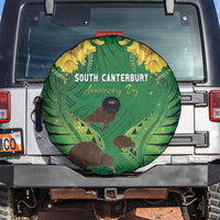 South Canterbury Anniversary Day Spare Tire Cover Kiwi Kowhai Silver Fern Maori Pattern LT22 Green - Polynesian Pride