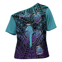 Personalised New Zealand Suicide Prevention Month Cross Shoulder Shirt Maori Mauri Tu Mauri Ora Polynesian Pattern LT22 - Polynesian Pride