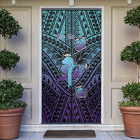 Personalised New Zealand Suicide Prevention Month Door Cover Maori Mauri Tu Mauri Ora Polynesian Pattern LT22 Teal - Polynesian Pride