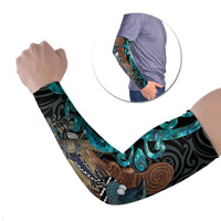 New Zealand Tui Bird Wahaika Arm Sleeves Maori Weapon Paua Shell Koru Pattern