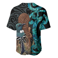 New Zealand Tui Bird Wahaika Baseball Jersey Maori Weapon Paua Shell Koru Pattern