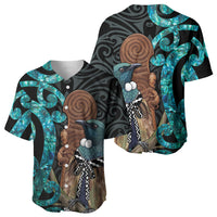 New Zealand Tui Bird Wahaika Baseball Jersey Maori Weapon Paua Shell Koru Pattern