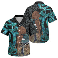 New Zealand Tui Bird Wahaika Family Matching Long Sleeve Bodycon Dress and Hawaiian Shirt Maori Weapon Paua Shell Koru Pattern LT22 Son's Shirt Black - Polynesian Pride